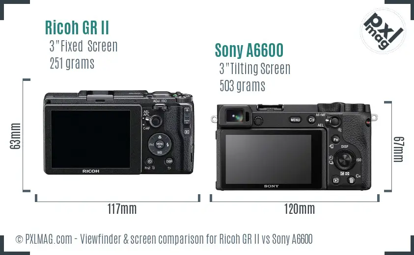 Ricoh GR II vs Sony A6600 Screen and Viewfinder comparison