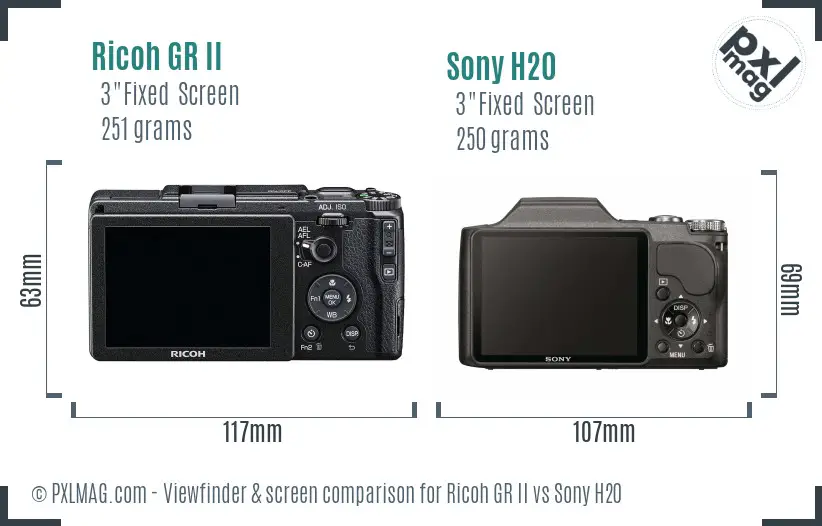 Ricoh GR II vs Sony H20 Screen and Viewfinder comparison