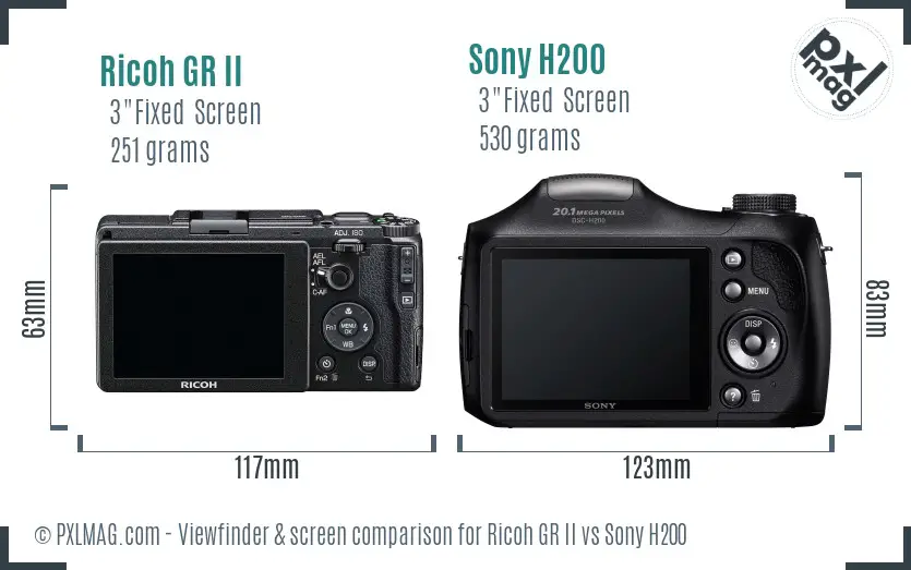 Ricoh GR II vs Sony H200 Screen and Viewfinder comparison Ricoh GR II vs Sony H200 Screen and Viewfinder comparison