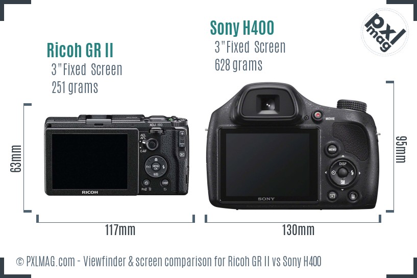 Ricoh GR II vs Sony H400 Screen and Viewfinder comparison