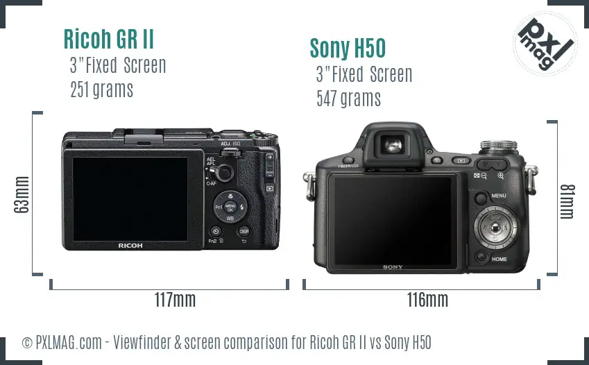 Ricoh GR II vs Sony H50 Screen and Viewfinder comparison