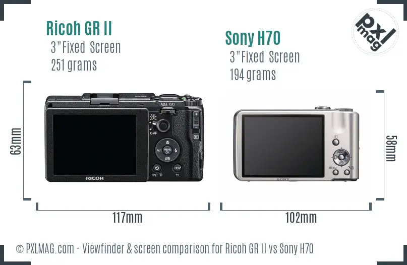 Ricoh GR II vs Sony H70 Screen and Viewfinder comparison