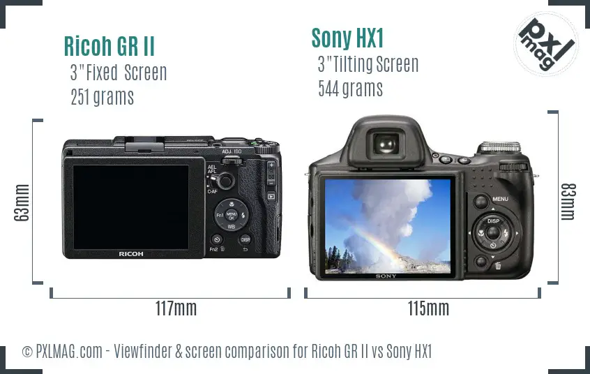 Ricoh GR II vs Sony HX1 Screen and Viewfinder comparison