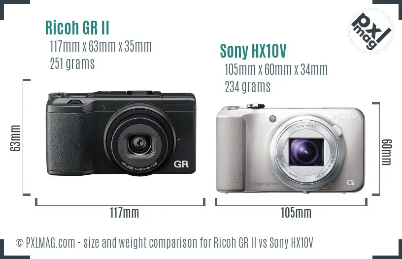 Ricoh GR II vs Sony HX10V size comparison Ricoh GR II vs Sony HX10V size comparison