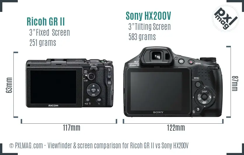 Ricoh GR II vs Sony HX200V Screen and Viewfinder comparison Ricoh GR II vs Sony HX200V Screen and Viewfinder comparison