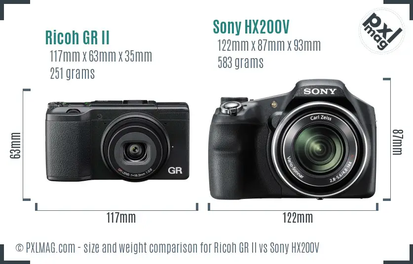 Ricoh GR II vs Sony HX200V size comparison Ricoh GR II vs Sony HX200V size comparison
