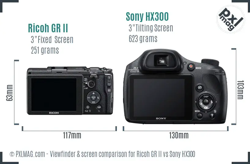 Ricoh GR II vs Sony HX300 Screen and Viewfinder comparison Ricoh GR II vs Sony HX300 Screen and Viewfinder comparison