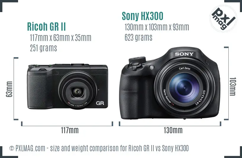 Ricoh GR II vs Sony HX300 size comparison Ricoh GR II vs Sony HX300 size comparison