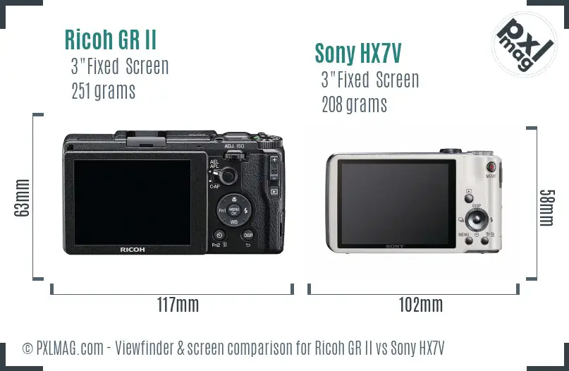 Ricoh GR II vs Sony HX7V Screen and Viewfinder comparison