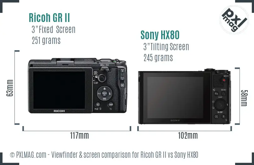 Ricoh GR II vs Sony HX80 Screen and Viewfinder comparison