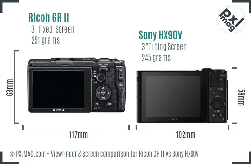 Ricoh GR II vs Sony HX90V Screen and Viewfinder comparison