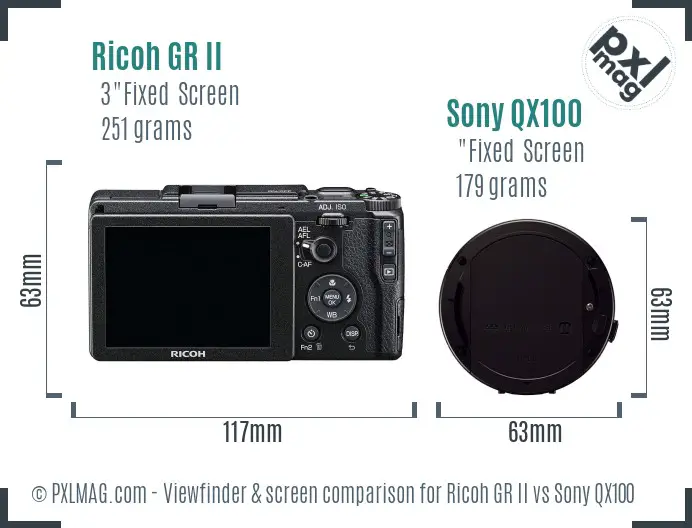 Ricoh GR II vs Sony QX100 Screen and Viewfinder comparison Ricoh GR II vs Sony QX100 Screen and Viewfinder comparison