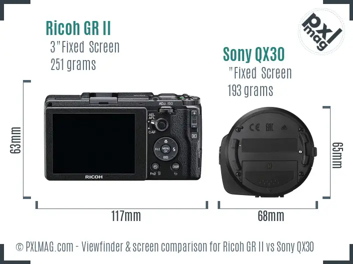 Ricoh GR II vs Sony QX30 Screen and Viewfinder comparison