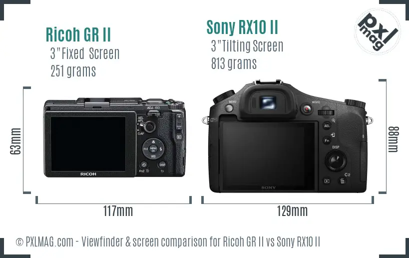 Ricoh GR II vs Sony RX10 II Screen and Viewfinder comparison