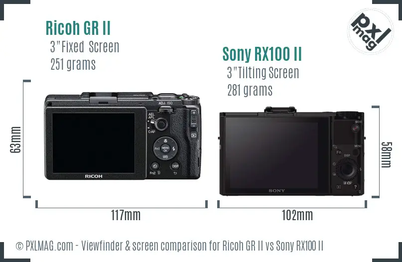 Ricoh GR II vs Sony RX100 II Screen and Viewfinder comparison