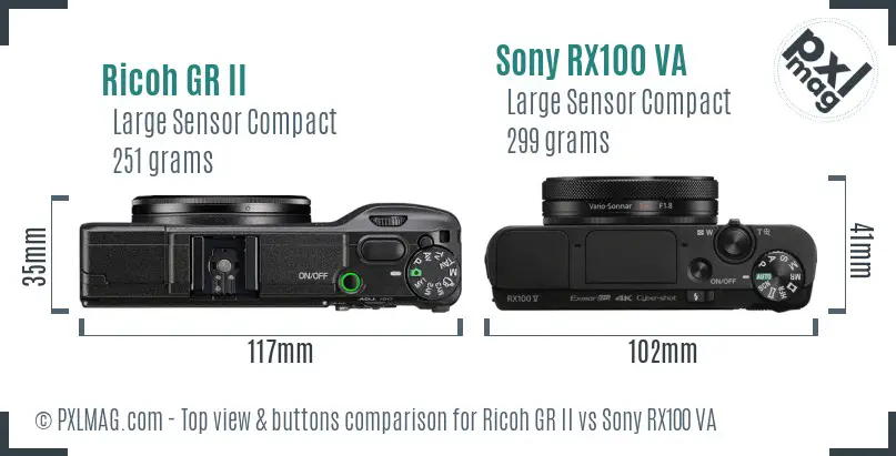 Ricoh GR II vs Sony RX100 VA top view buttons comparison