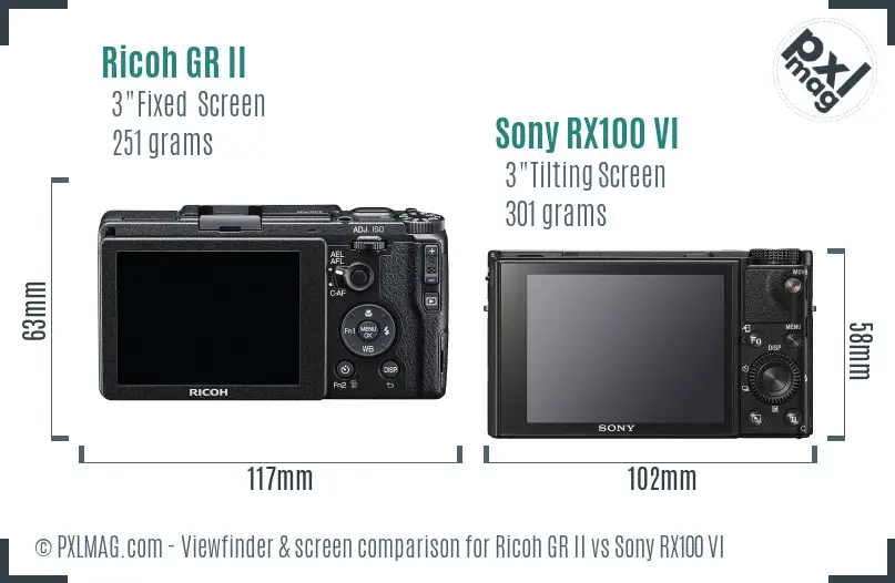 Ricoh GR II vs Sony RX100 VI Screen and Viewfinder comparison