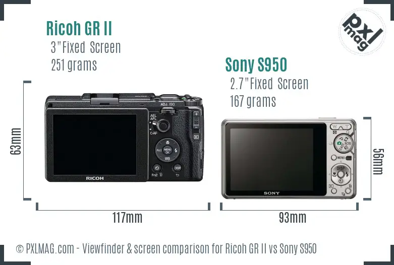 Ricoh GR II vs Sony S950 Screen and Viewfinder comparison