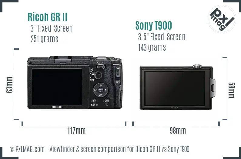 Ricoh GR II vs Sony T900 Screen and Viewfinder comparison