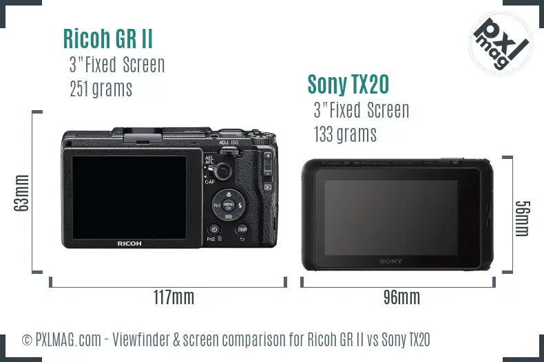 Ricoh GR II vs Sony TX20 Screen and Viewfinder comparison