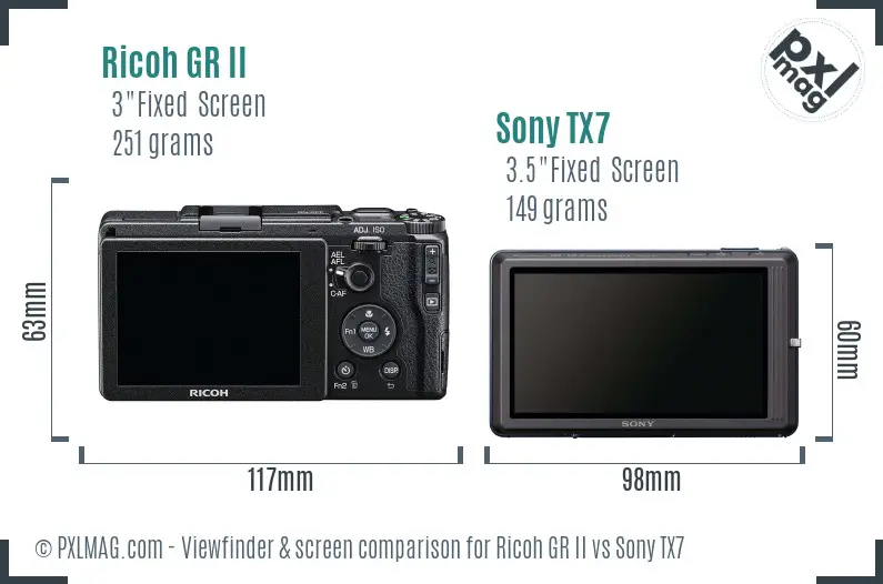 Ricoh GR II vs Sony TX7 Screen and Viewfinder comparison