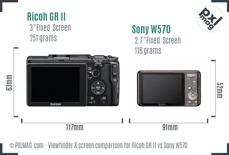 Ricoh GR II vs Sony W570 Screen and Viewfinder comparison