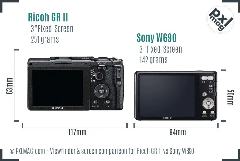 Ricoh GR II vs Sony W690 Screen and Viewfinder comparison