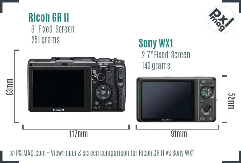 Ricoh GR II vs Sony WX1 Screen and Viewfinder comparison