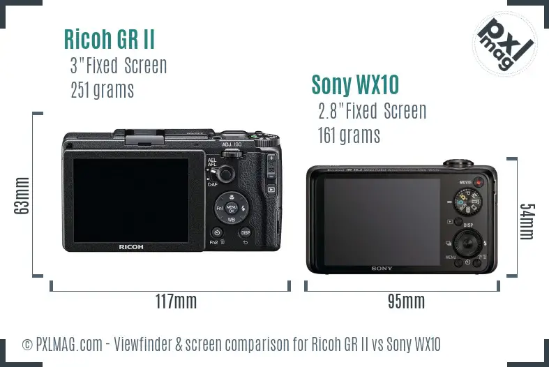 Ricoh GR II vs Sony WX10 Screen and Viewfinder comparison