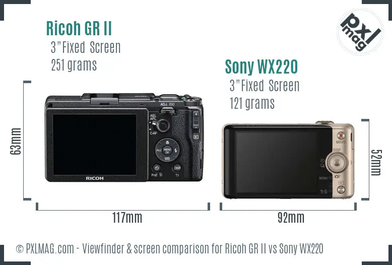 Ricoh GR II vs Sony WX220 Screen and Viewfinder comparison