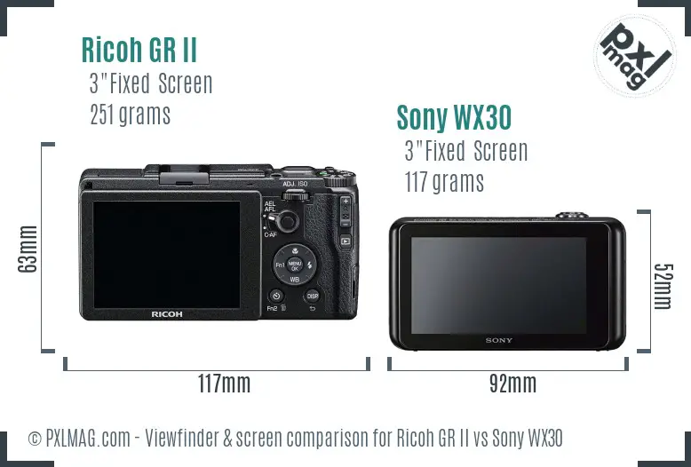 Ricoh GR II vs Sony WX30 Screen and Viewfinder comparison