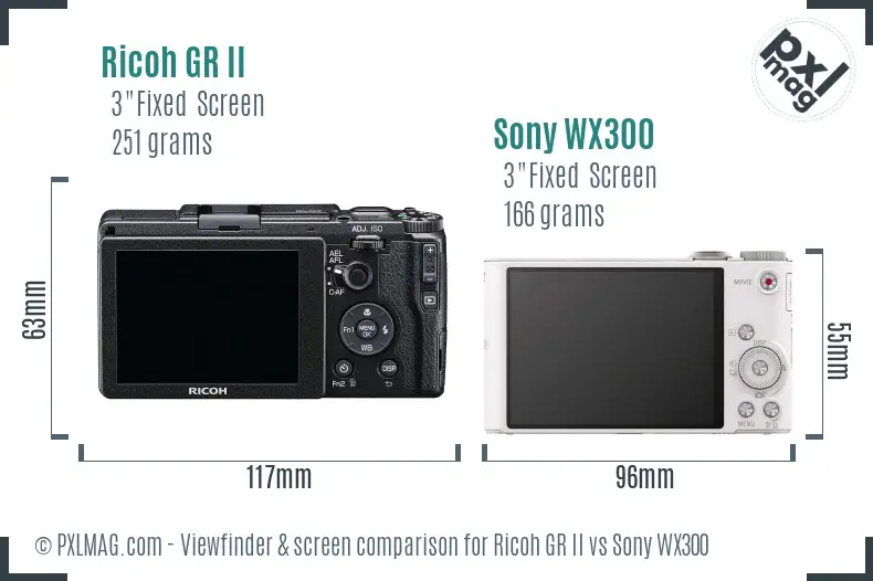 Ricoh GR II vs Sony WX300 Screen and Viewfinder comparison