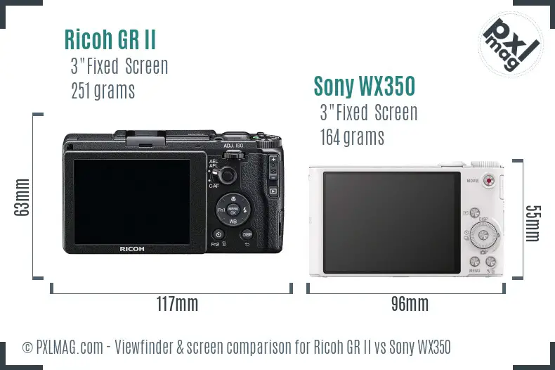 Ricoh GR II vs Sony WX350 Screen and Viewfinder comparison