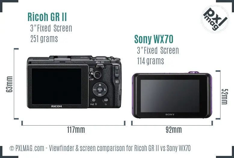 Ricoh GR II vs Sony WX70 Screen and Viewfinder comparison