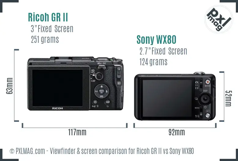 Ricoh GR II vs Sony WX80 Screen and Viewfinder comparison
