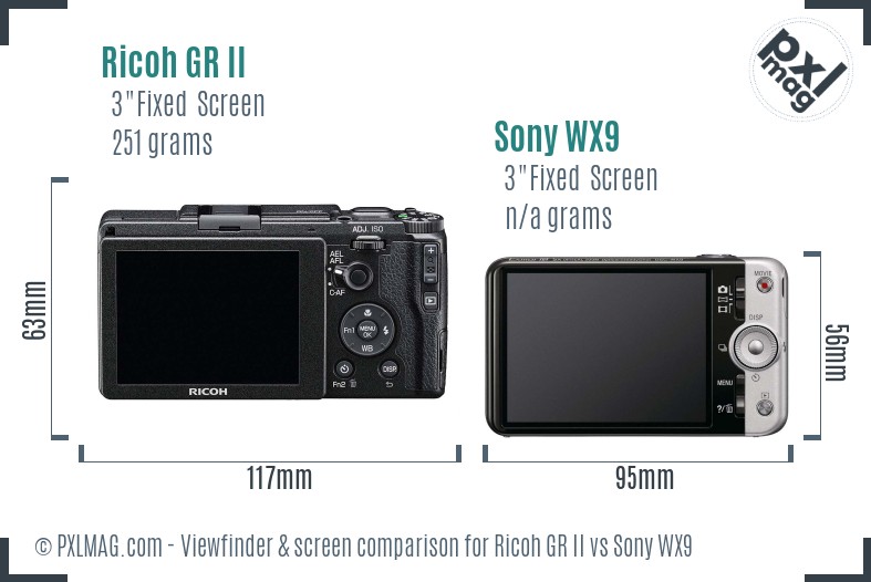 Ricoh GR II vs Sony WX9 Screen and Viewfinder comparison