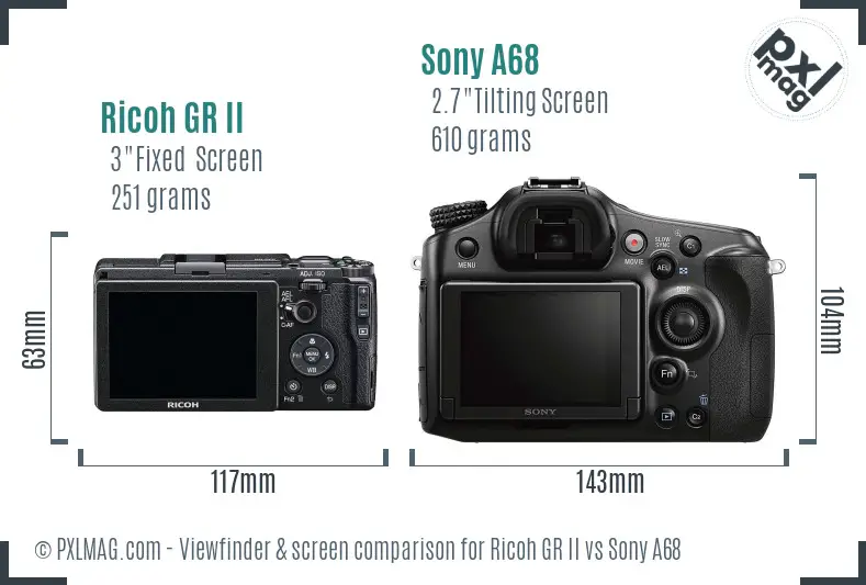 Ricoh GR II vs Sony A68 Screen and Viewfinder comparison