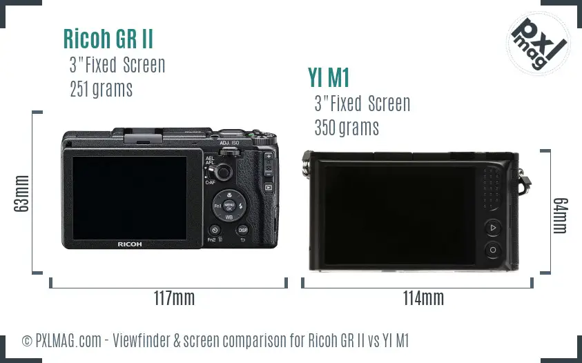 Ricoh GR II vs YI M1 Screen and Viewfinder comparison