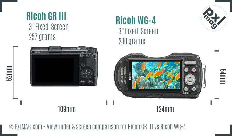 Ricoh GR III vs Ricoh WG-4 Screen and Viewfinder comparison