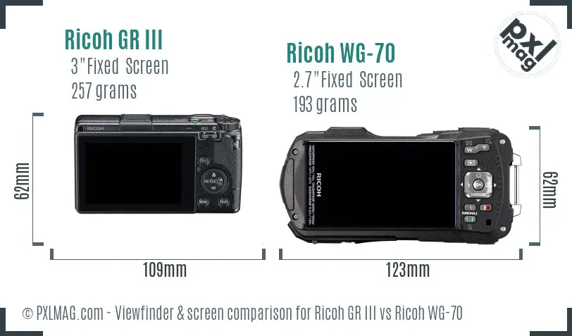 Ricoh GR III vs Ricoh WG-70 Screen and Viewfinder comparison