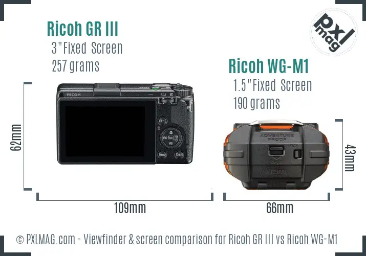 Ricoh GR III vs Ricoh WG-M1 Screen and Viewfinder comparison