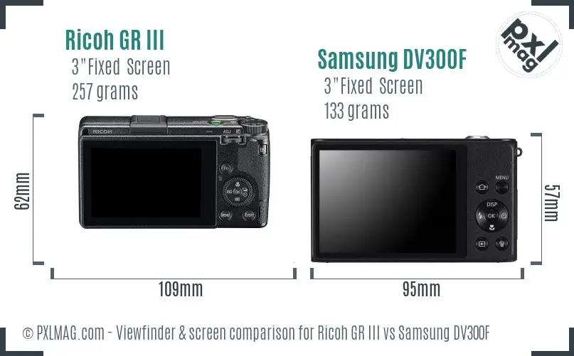 Ricoh GR III vs Samsung DV300F Screen and Viewfinder comparison