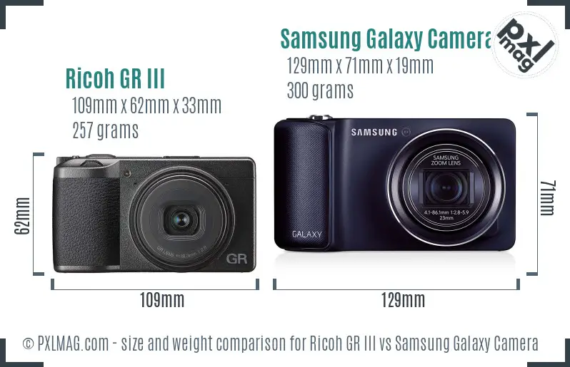 Ricoh GR III vs Samsung Galaxy Camera size comparison