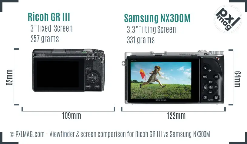 Ricoh GR III vs Samsung NX300M Screen and Viewfinder comparison
