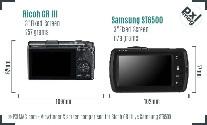 Ricoh GR III vs Samsung ST6500 Screen and Viewfinder comparison