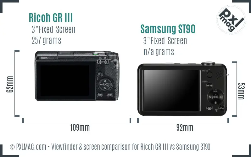 Ricoh GR III vs Samsung ST90 Screen and Viewfinder comparison