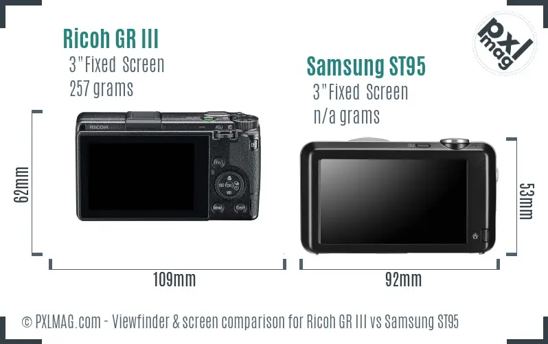 Ricoh GR III vs Samsung ST95 Screen and Viewfinder comparison