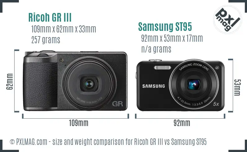 Ricoh GR III vs Samsung ST95 size comparison