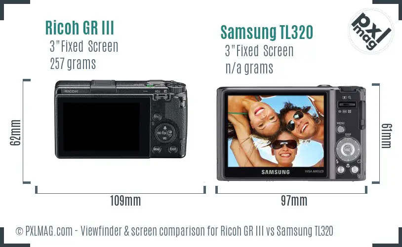 Ricoh GR III vs Samsung TL320 Screen and Viewfinder comparison Ricoh GR III vs Samsung TL320 Screen and Viewfinder comparison