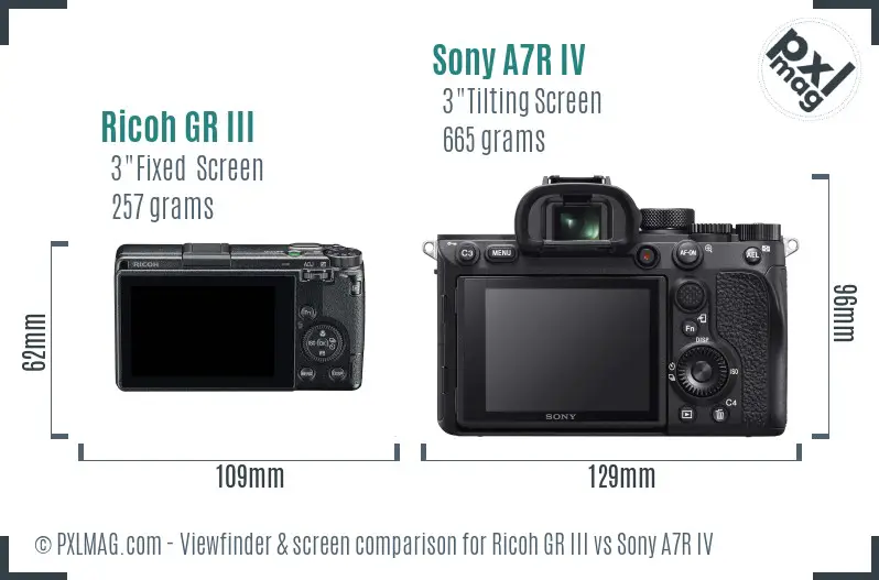 Ricoh GR III vs Sony A7R IV Screen and Viewfinder comparison Ricoh GR III vs Sony A7R IV Screen and Viewfinder comparison